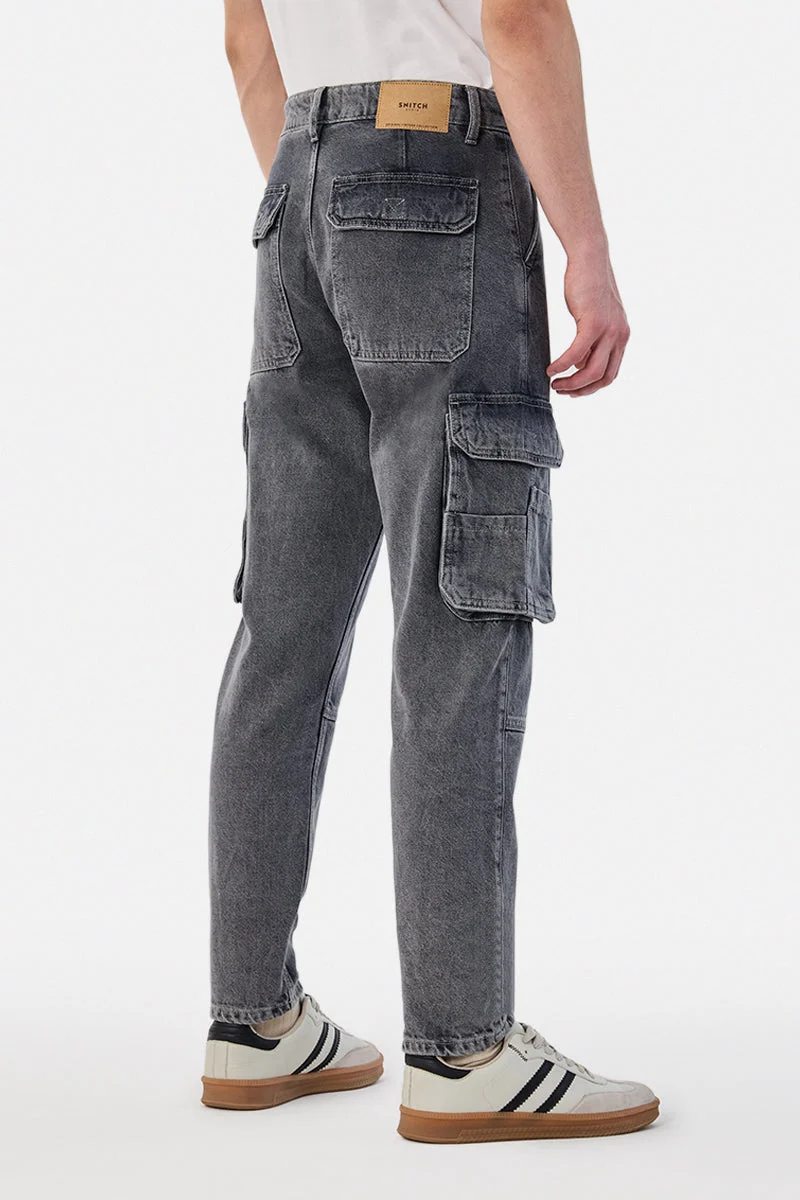 Snitch Grey Baggy 100% Cotton Six pockets Cargo Pants for Men | Best Price UAE